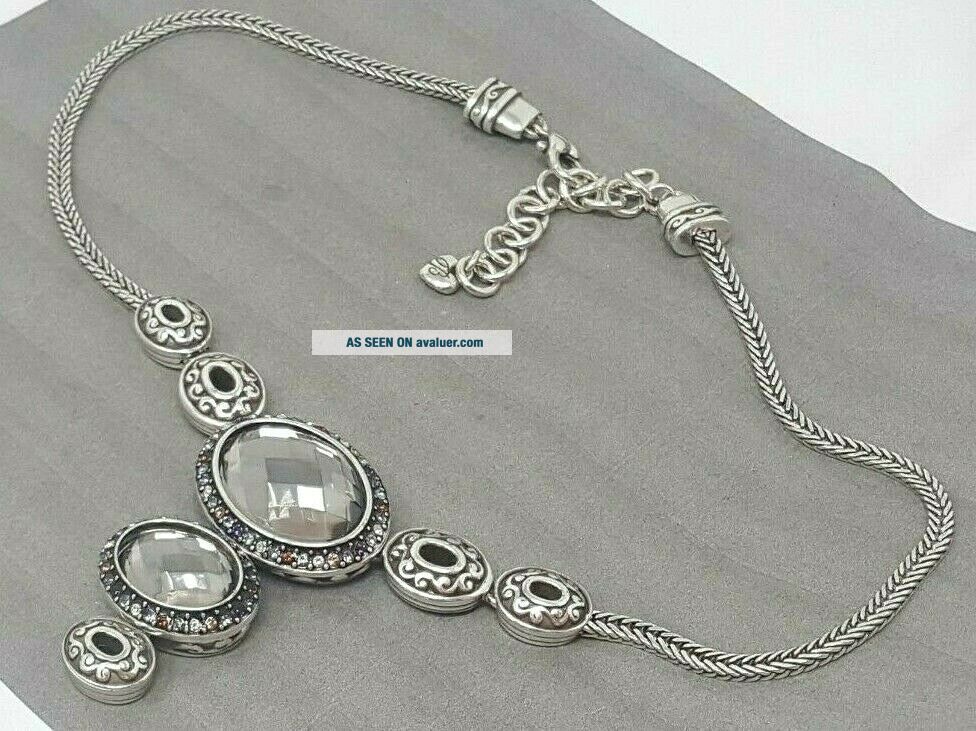 Vintage Signed B Brighton Silver Rhinestone Necklace | #6957261