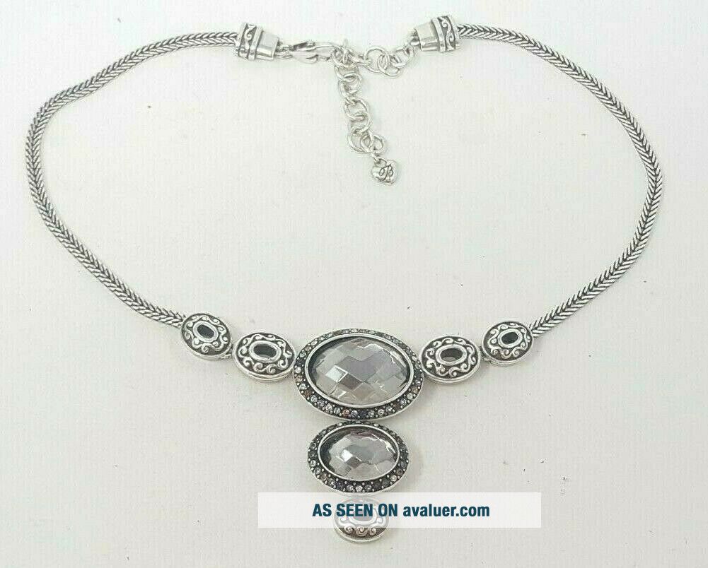 Vintage Signed B Brighton Silver Rhinestone Necklace | #6957261