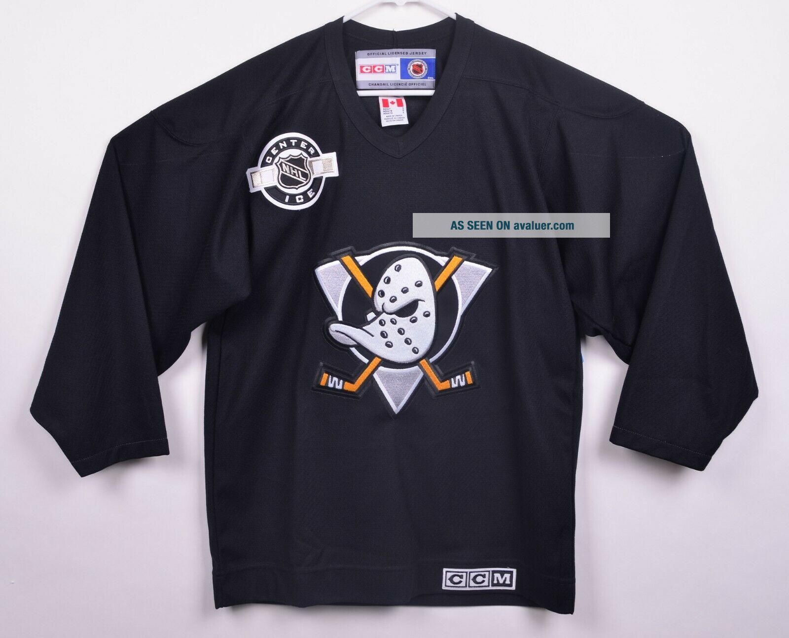 Maillot De Hockey Vintage Mighty Ducks D'Anaheim Années 90 - Marque CCM Taille L Blanc - Occasion Bon État