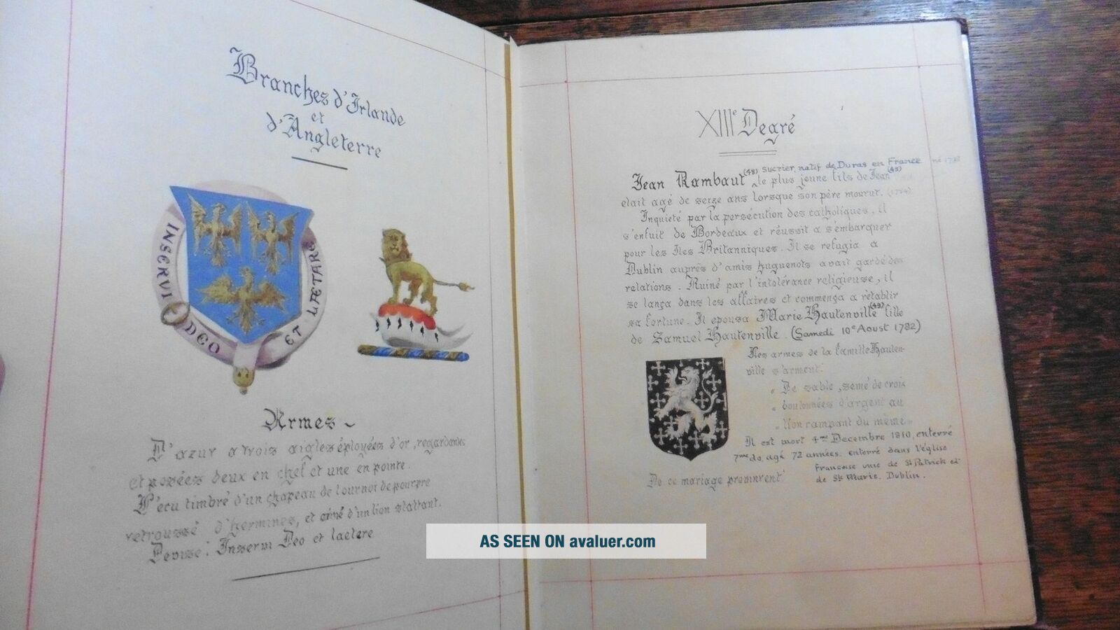 UNIQUE ILLUMINATED MANUSCRIPT HISTORY OF THE RAMBAUD RAMBAUT FAMILY ...