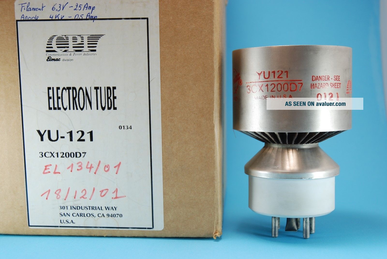Eimac Eimac 3CX1200D7 YU121 Transmitting Forced Air Cooled Triode Tube | #7107323