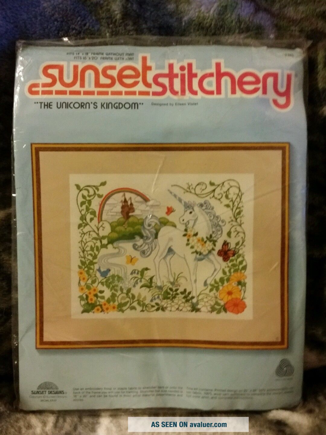 Kit Broderie Crewel Vintage "Bamboo" Sunset Stitchery 1978 - Grand Format 20x40" Rare