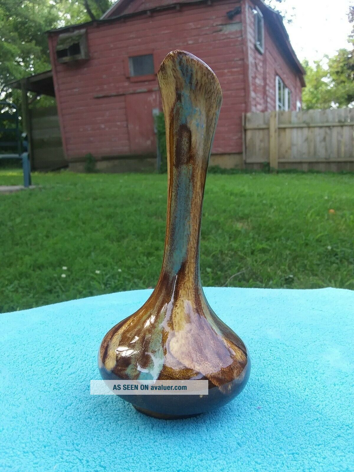 Vintage Studio Art Pottery Signed Bud Vase 8 " Tall | #7295580