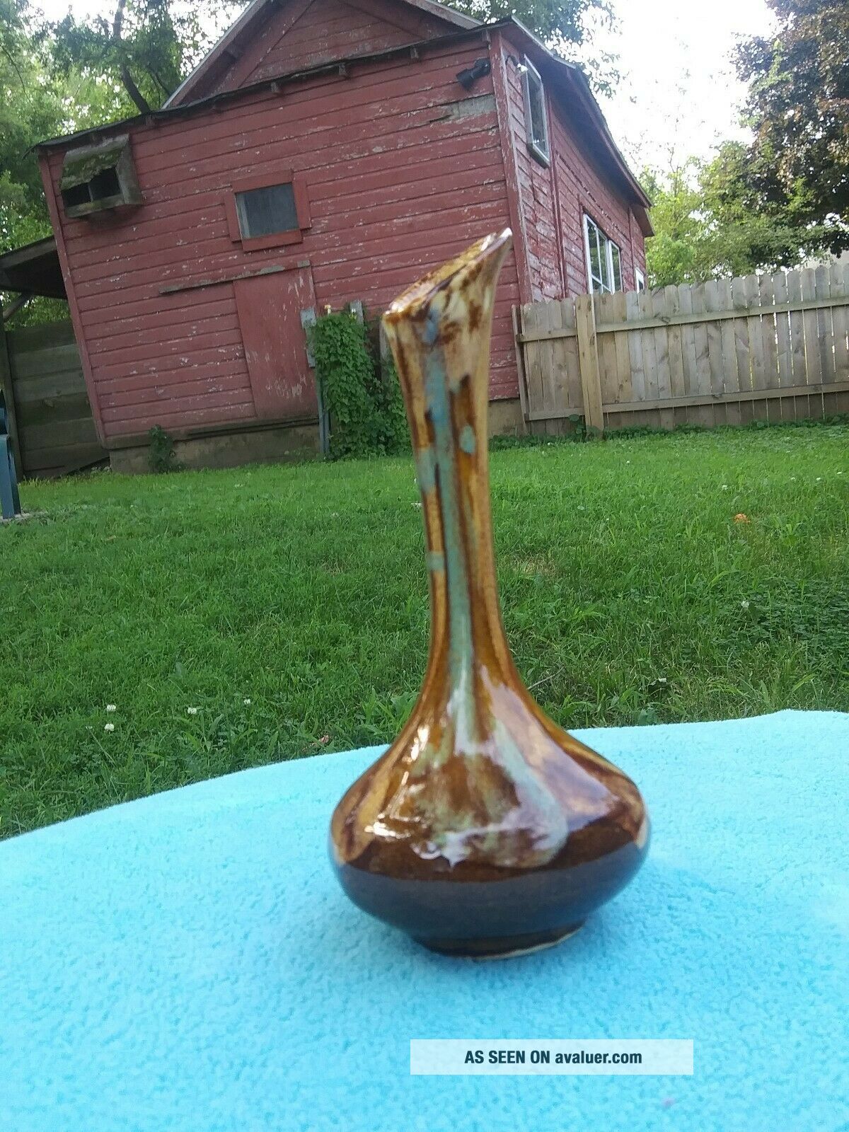 Vintage Studio Art Pottery Signed Bud Vase 8 " Tall | #7295580