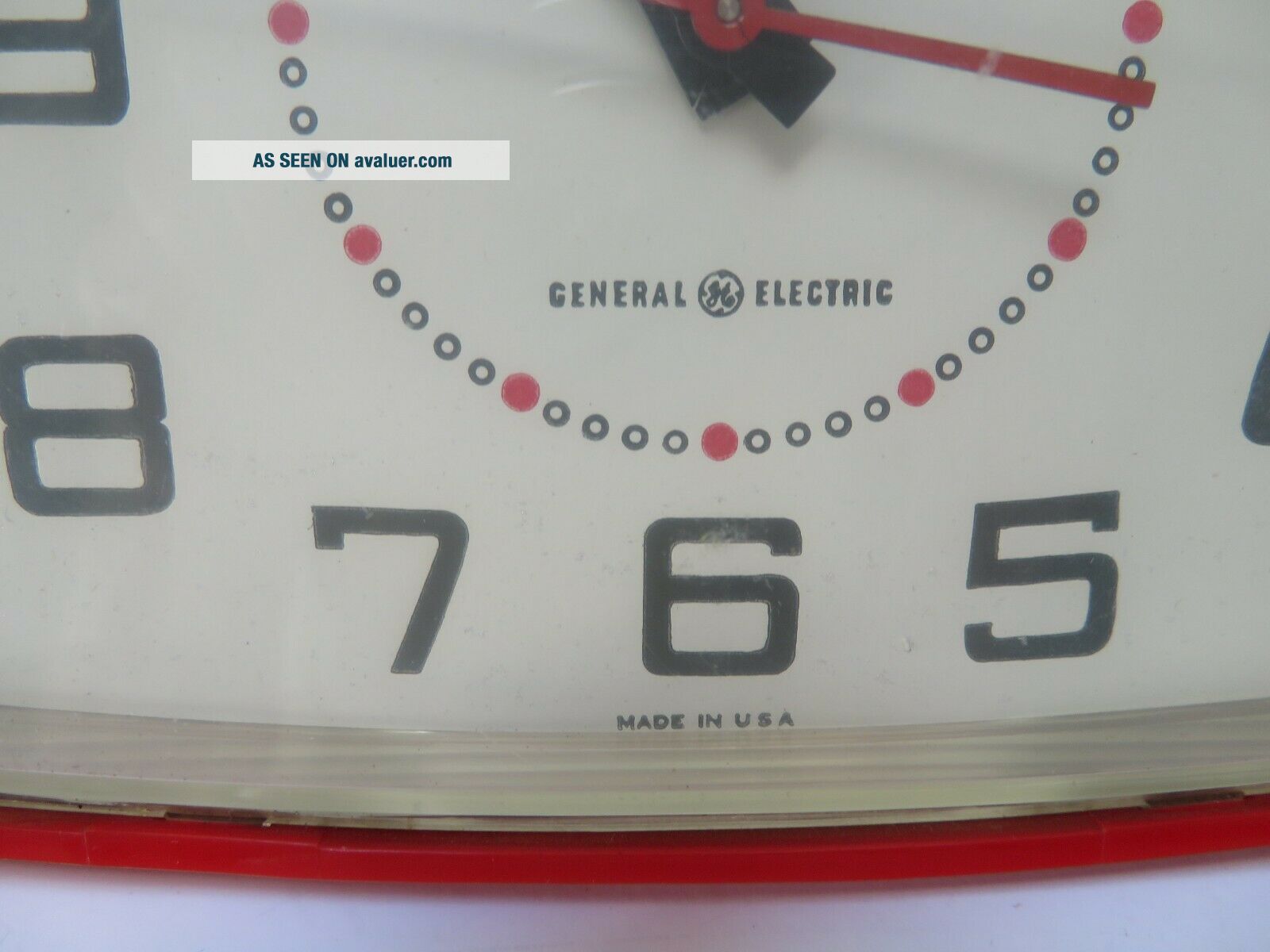 Vintage General Electric Red Kitchen Wall Clock | #7520070