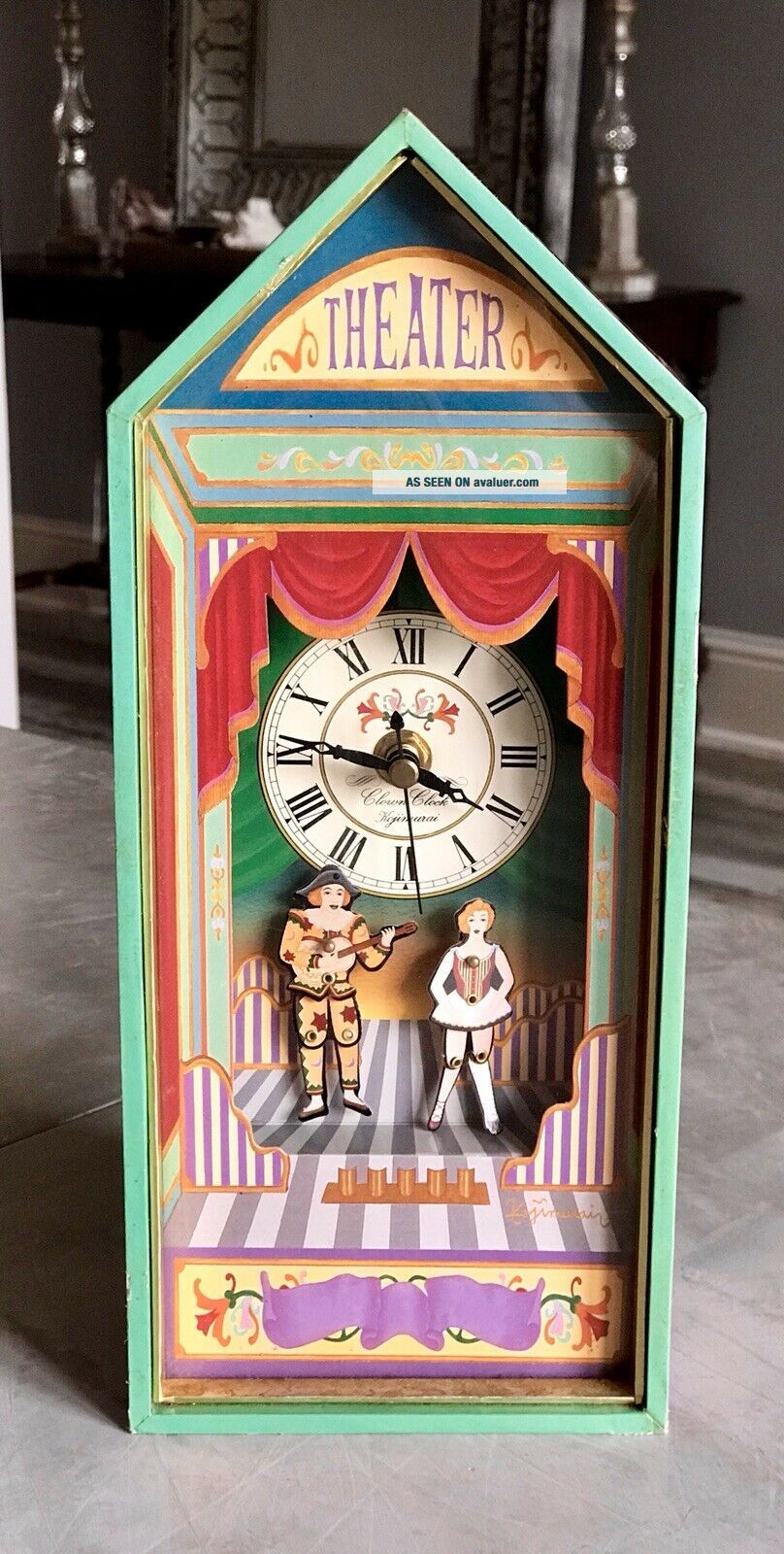 Vintage Sankyo Koji Murai Clown Theater Clock & Music Box W/ Dancing ...