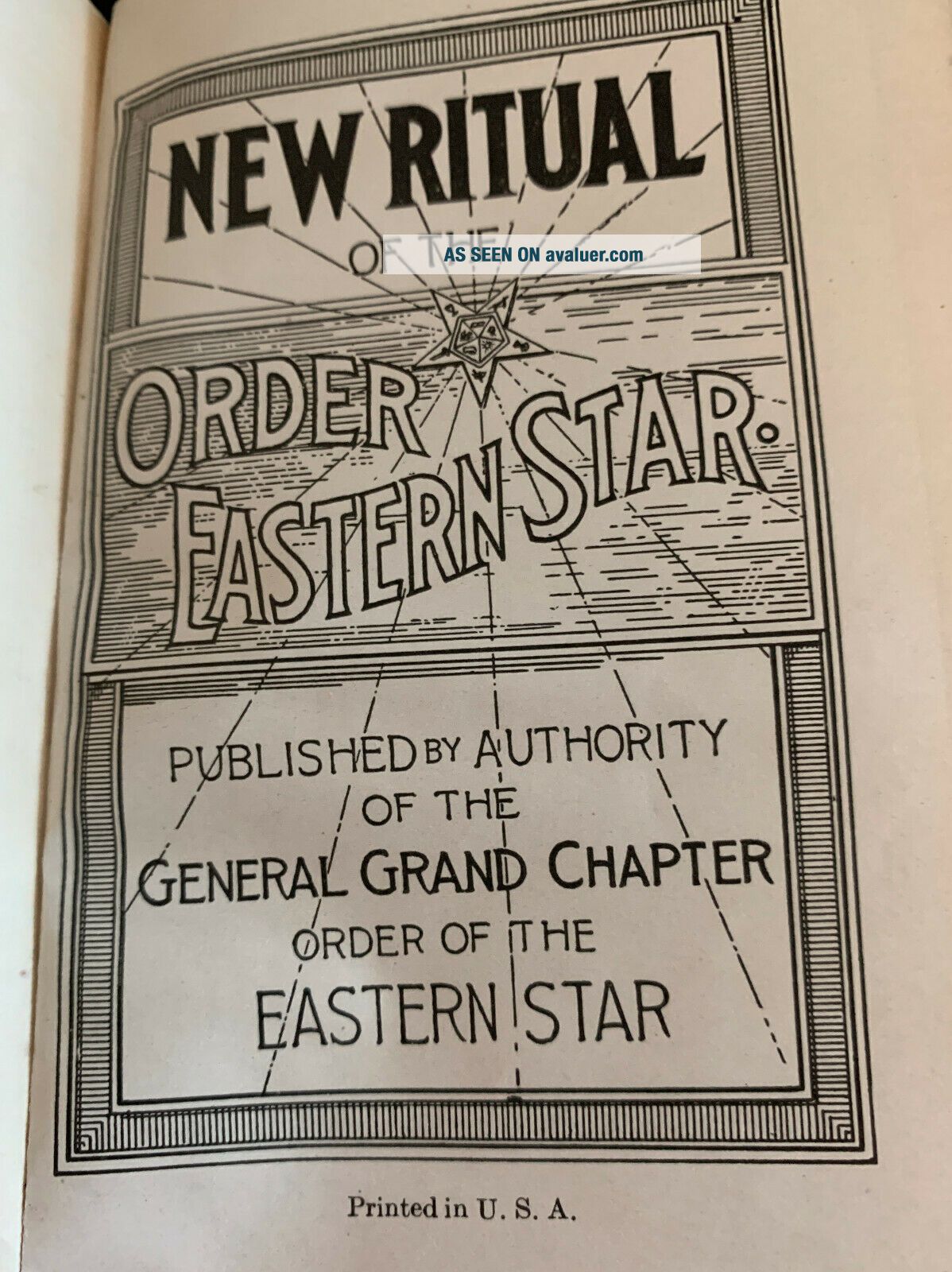 Ritual Order Of The Eastern Star 1929 Masonic Published By