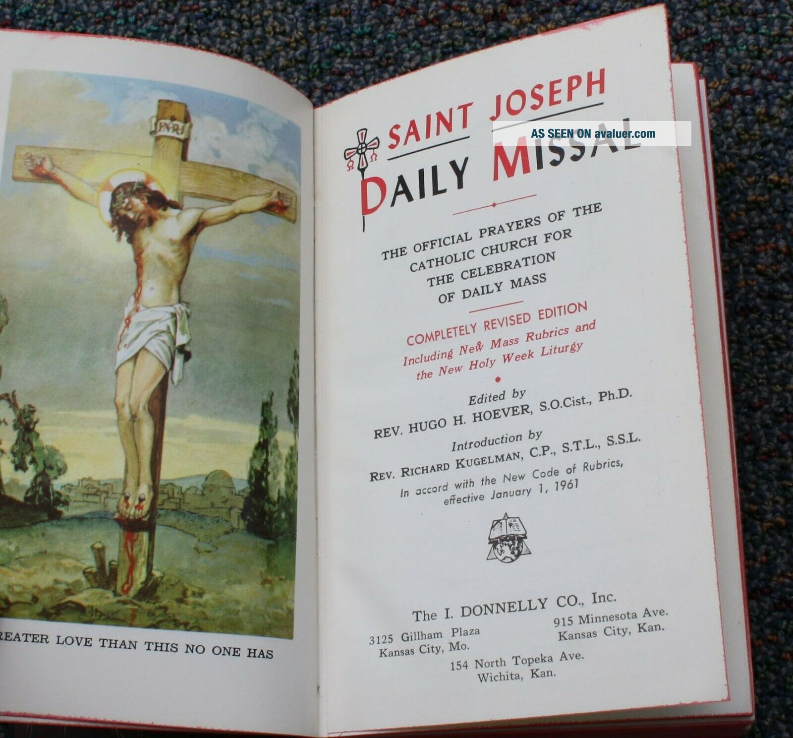 1961 St. Saint Joseph Daily Missal Latin Mass Service Catholic