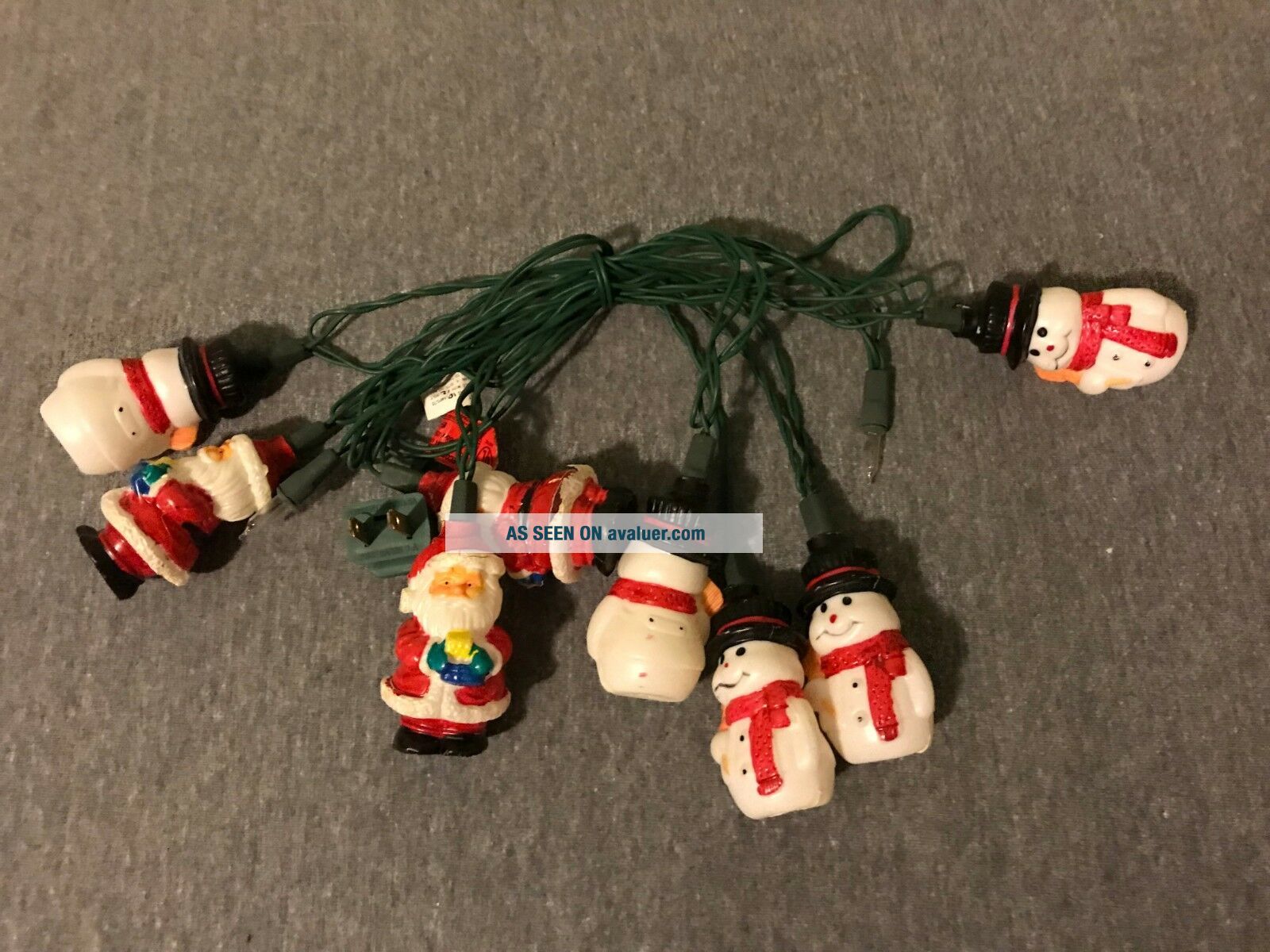 Vintage Set Of Santa Claus & Snowman Christmas String Lights Fast Ship ...