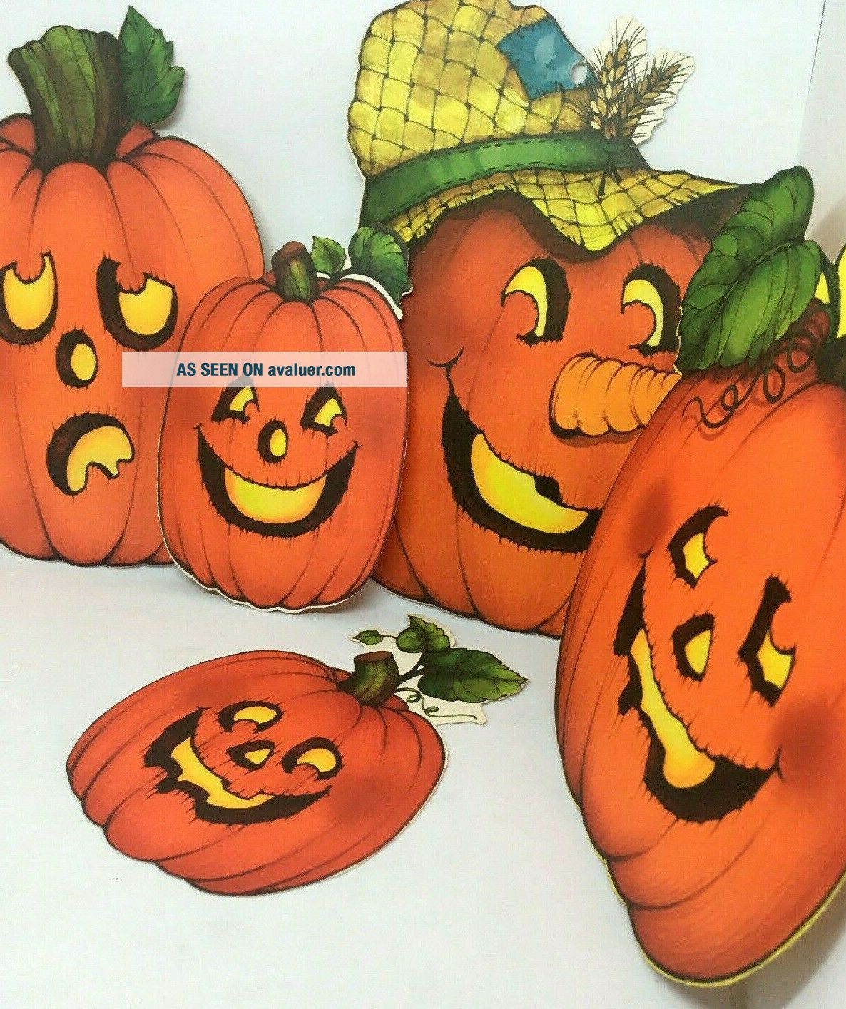 5 Vintage HALLMARK Halloween Jack O ' Lanterns Pumpkins WALL WINDOW ...
