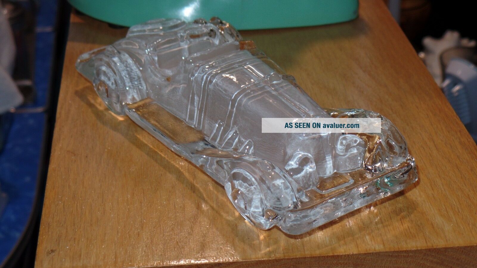 Vintage Mercedes Car Paperweight Clear And Frosted Glass | #7877293