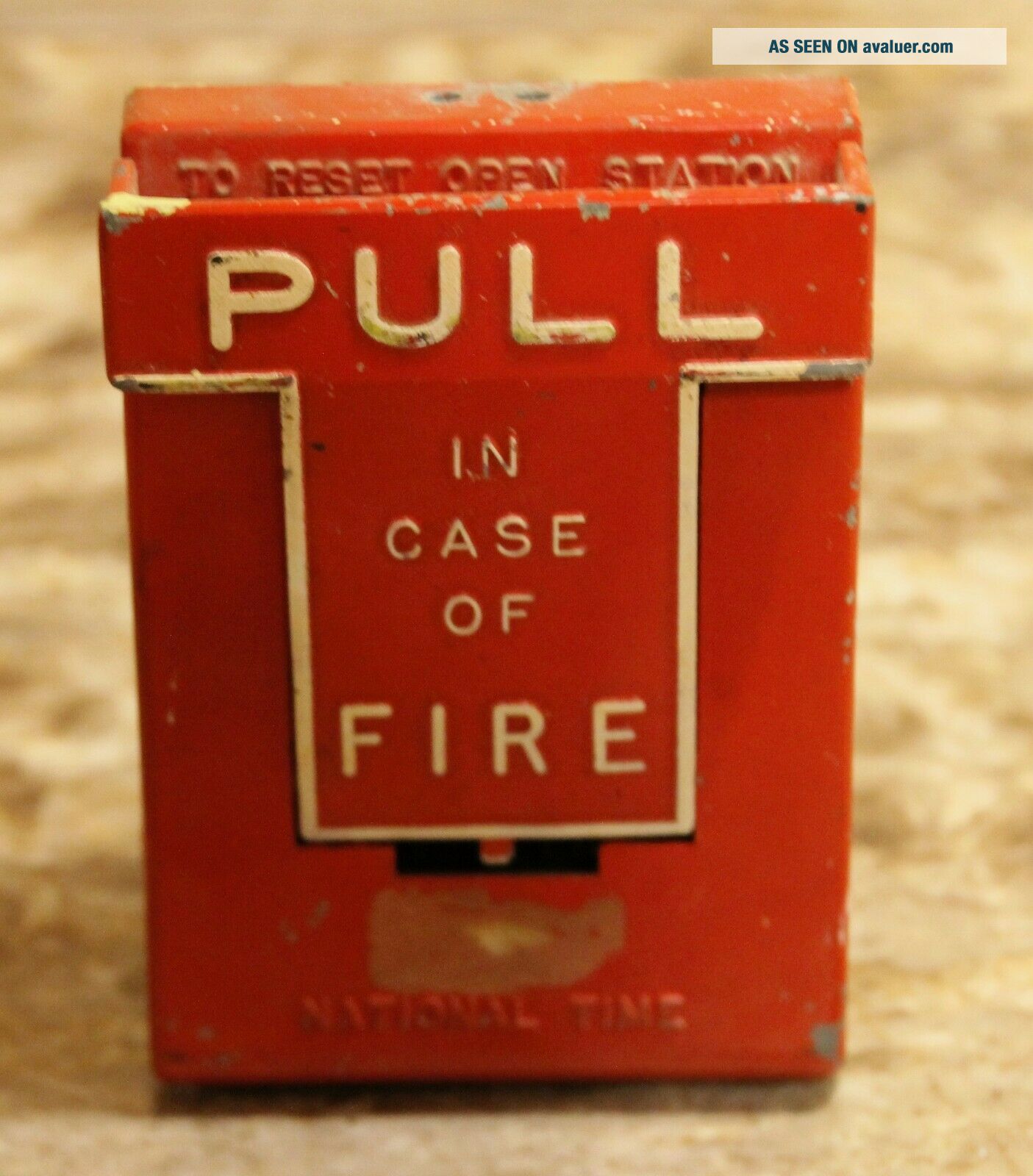 Vintage National Time Alarms Fire Alarm Wall Mount Pull Station,