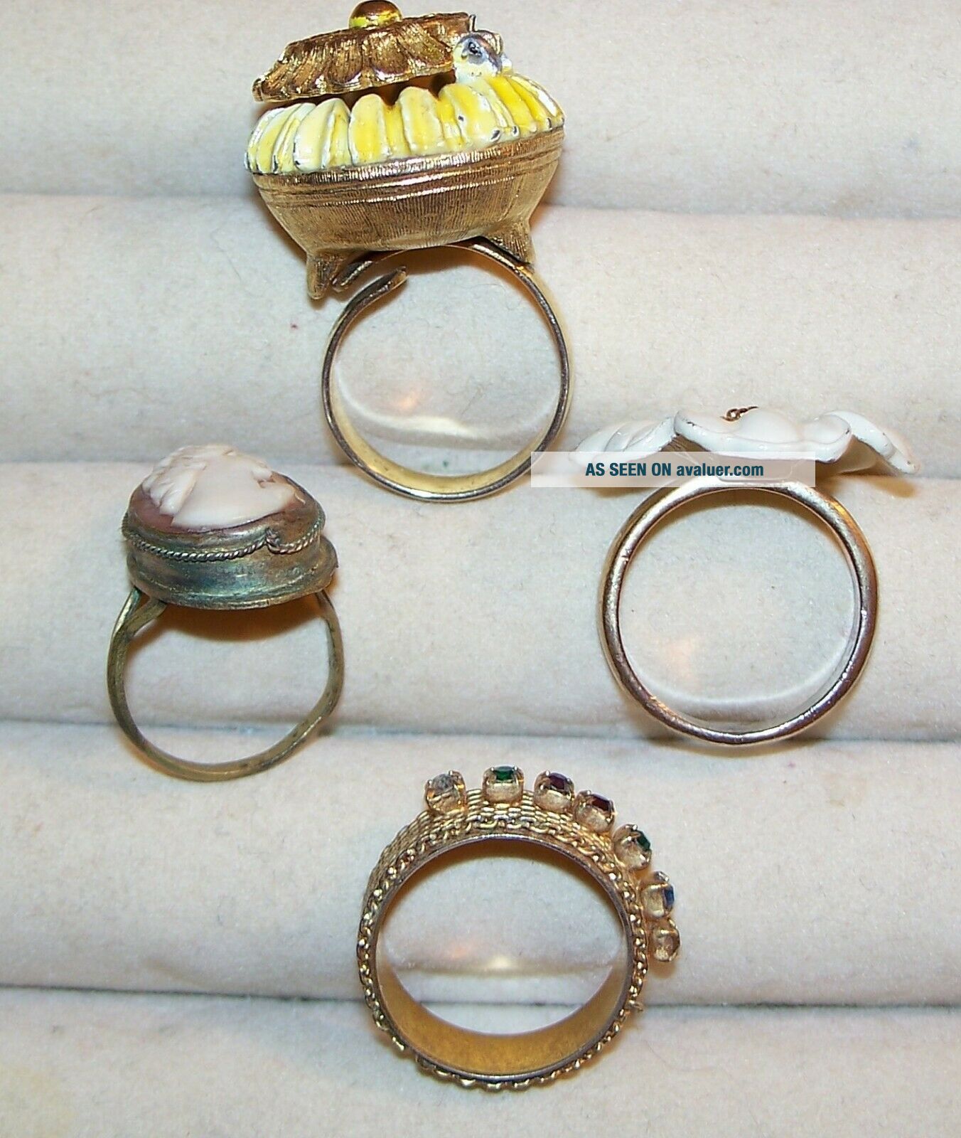Costume Rectangular Rings Group Of 4 Vintage Costume Rings | #7894560