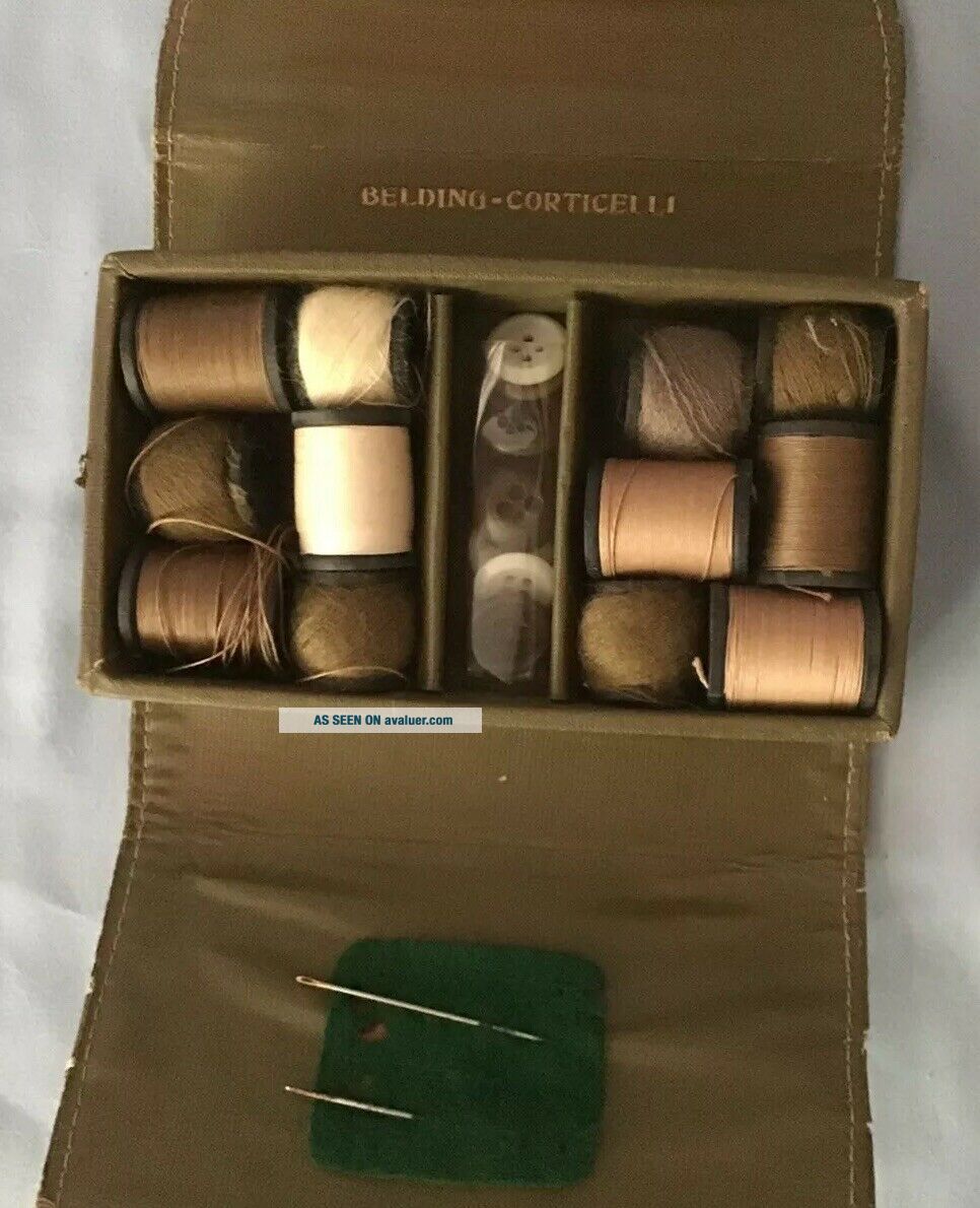 VTG WWII Army Military Belding - Corticelli Sewing Kit Thread & Buttons ...