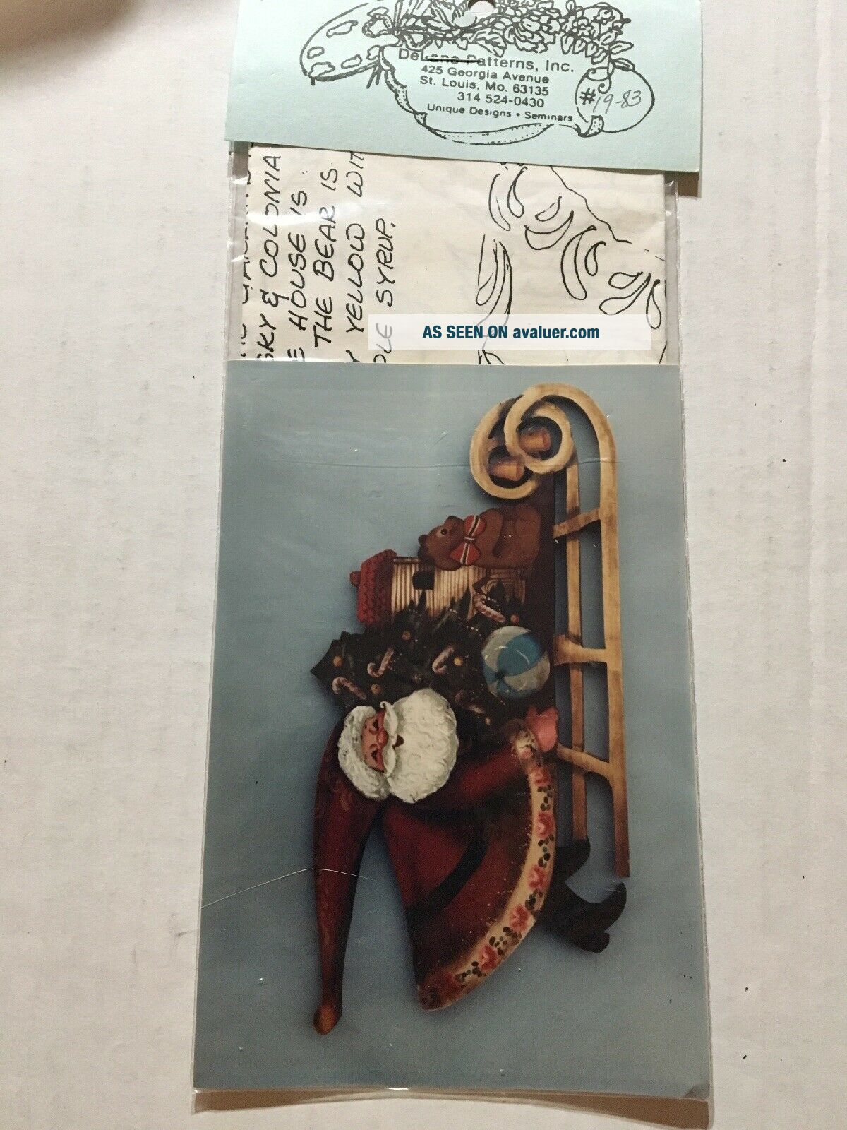 Vintage 1983 Pattern Packet Santa With Sled Delane Patterns | #8068224