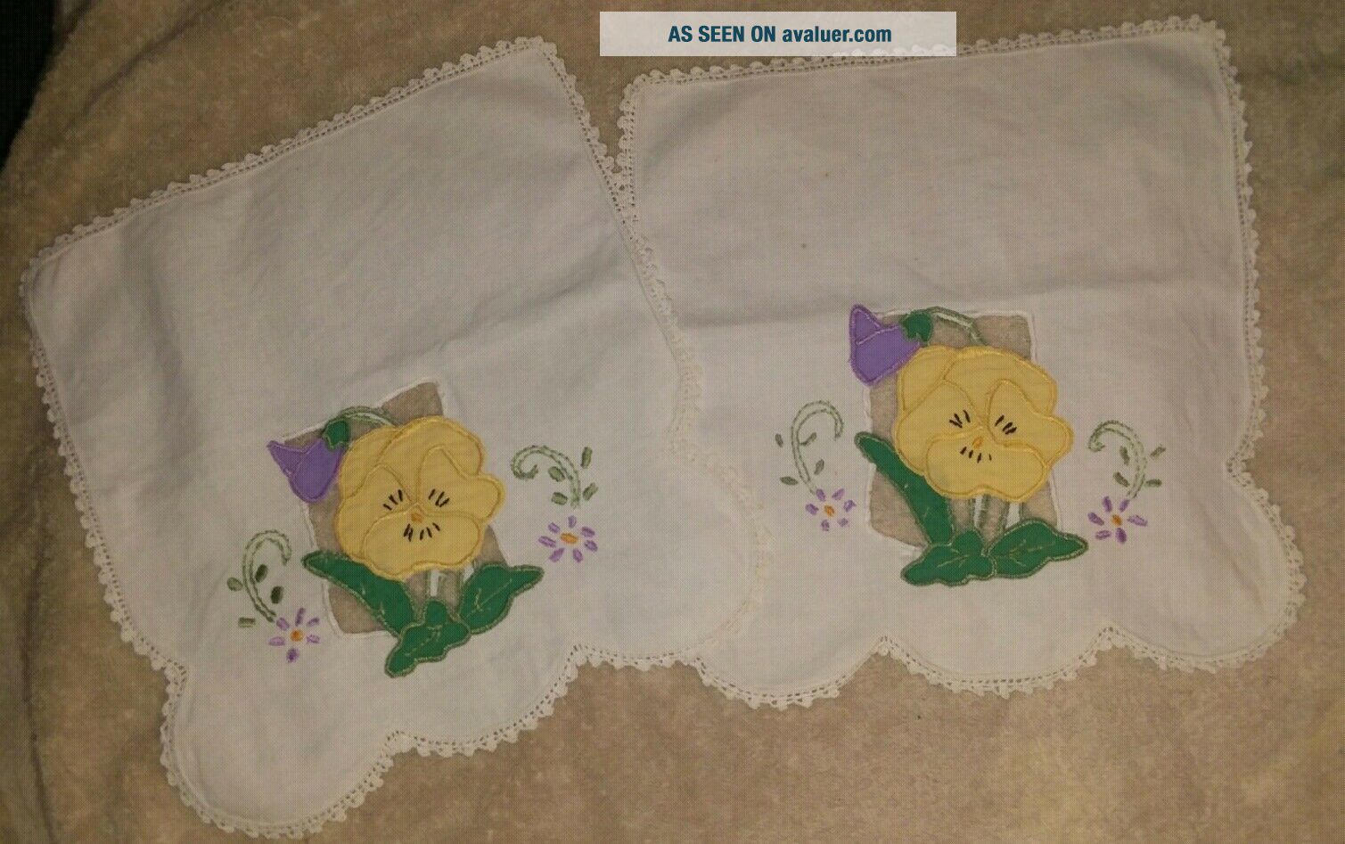 VTG Needlepoint Arm Chair Cover Floral Old Garden Yellow Rose Doily ...