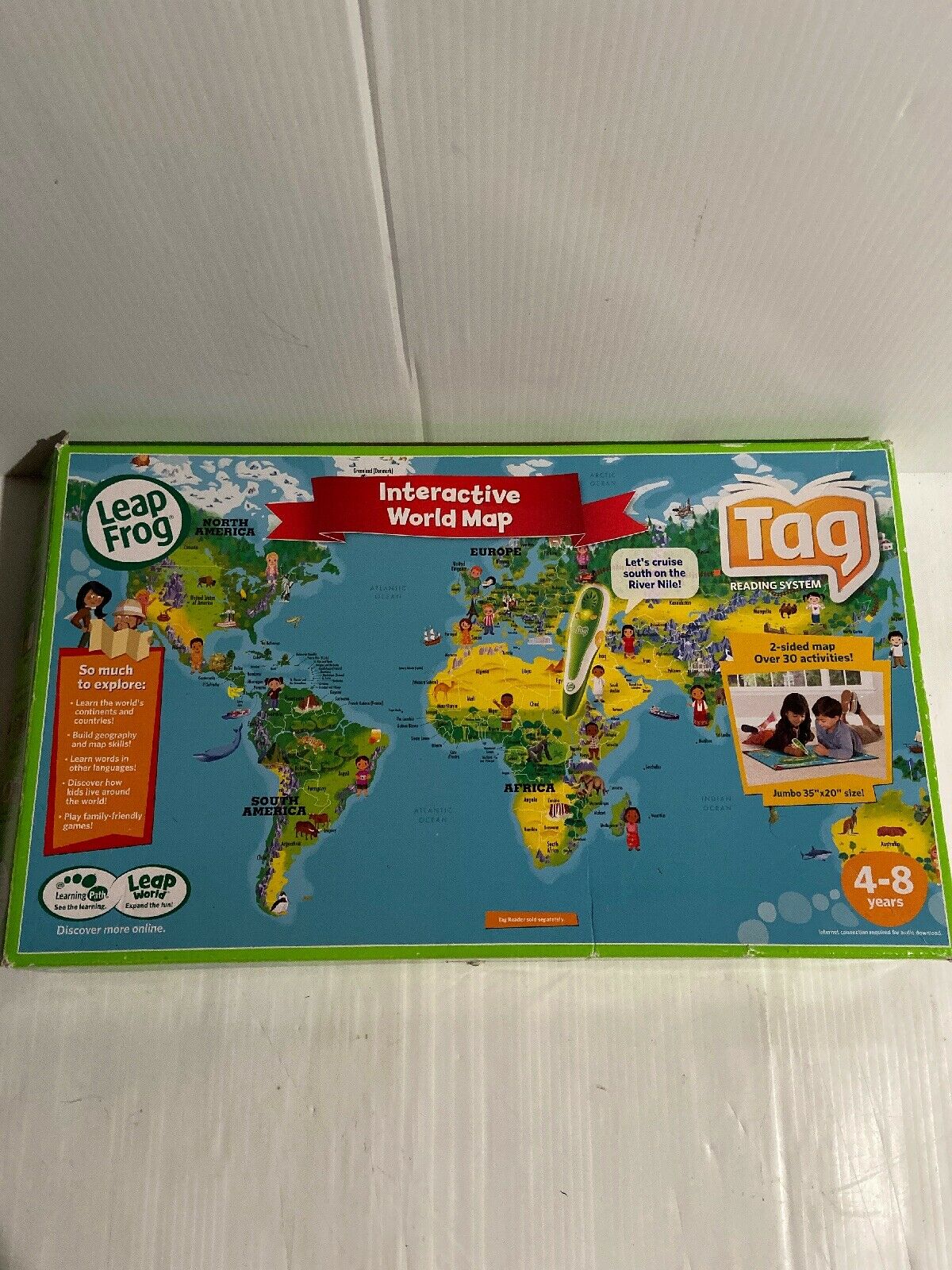 LEAPFROG TAG INTERACTIVE WORLD MAP WITH TAG PEN Large Map Board Game ...
