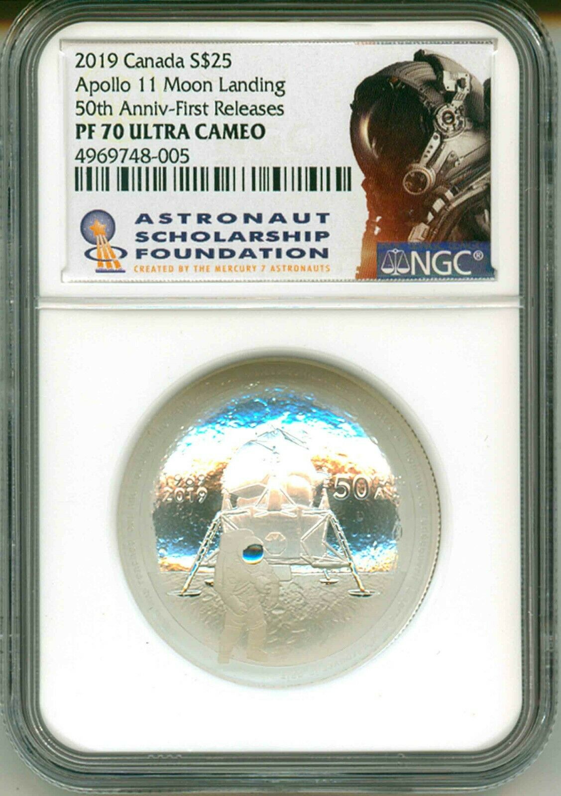 2019 Canada S$25 Apollo 11 Moon Landing 50th Ann FR Convex Shape NGC ...