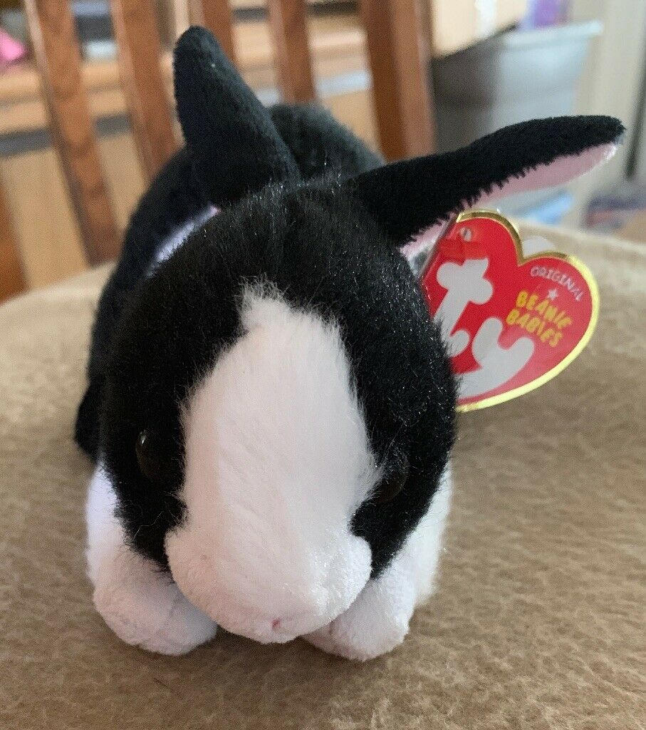 Checkers Black And White Dutch Rabbit Retired TY Beanie Babie Easter ...