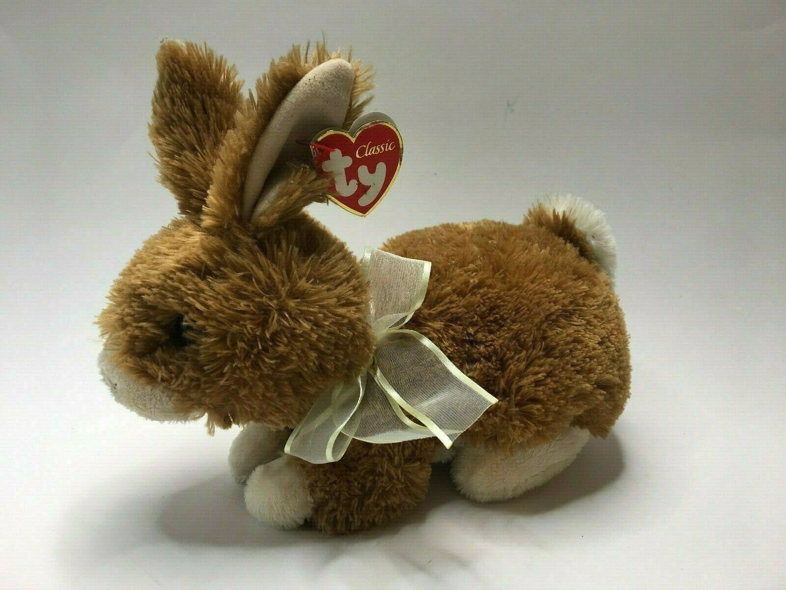 TY CLASSIC PLUSH FIELDING The BUNNY Brown Rabbit Yellow Bow | #22157126