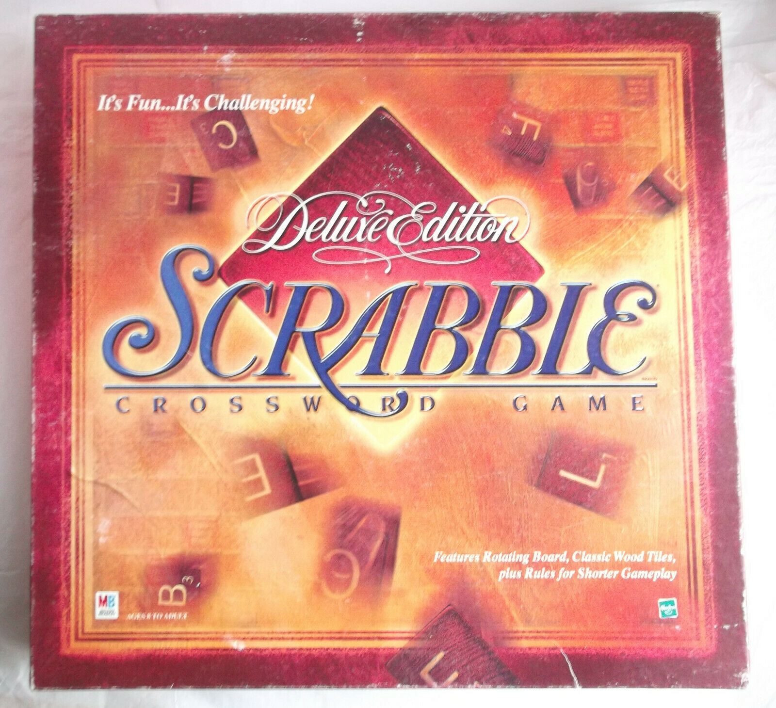 DELUXE EDITION SCRABBLE TURNTABLE CROSSWORD GAME WOOD TILES 1999