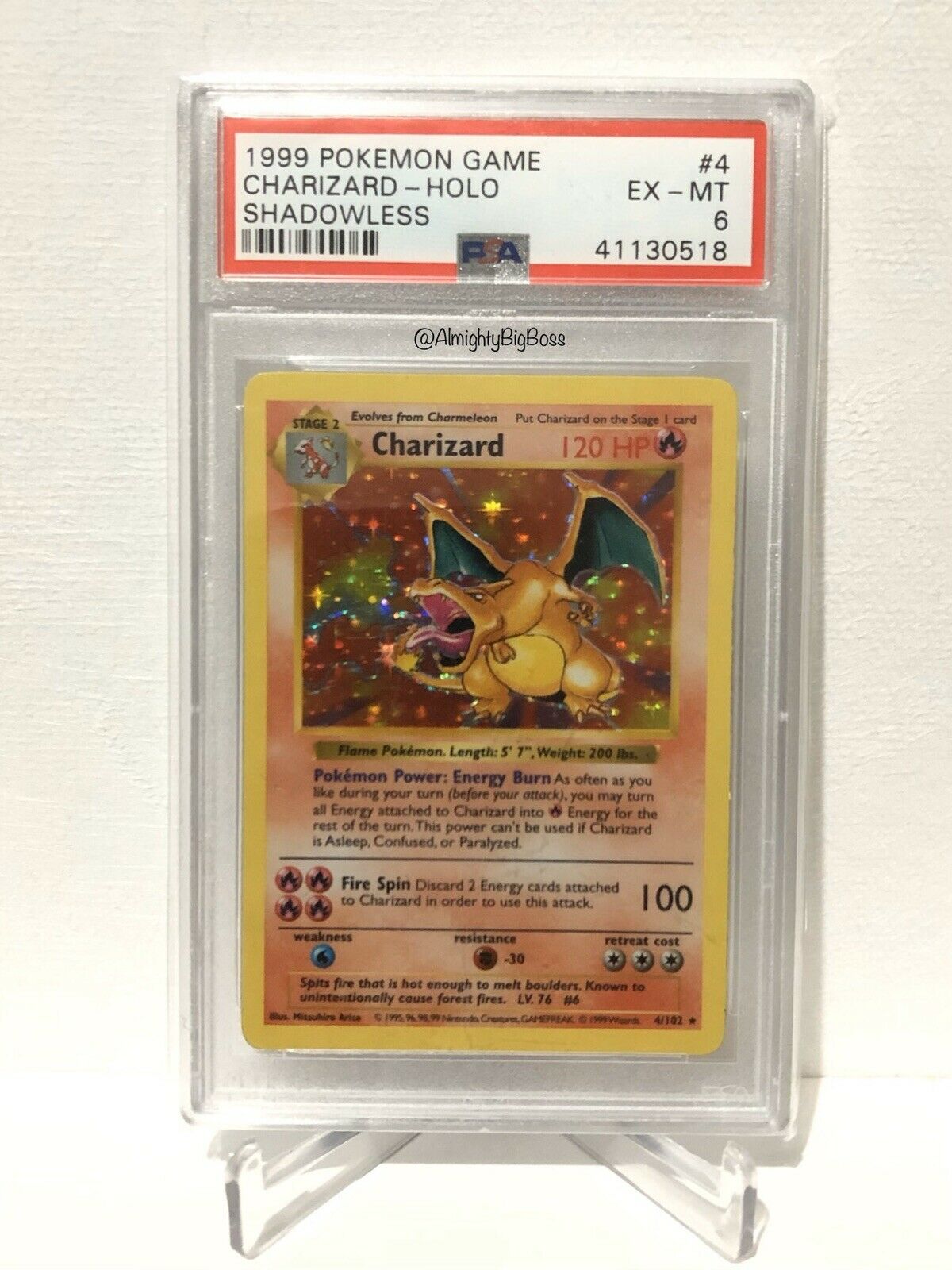 Shadowless Base Charizard 1999 Pokémon Base Set Shadowless Charizard Holo PSA 6 Mitsuhiro Arita ...