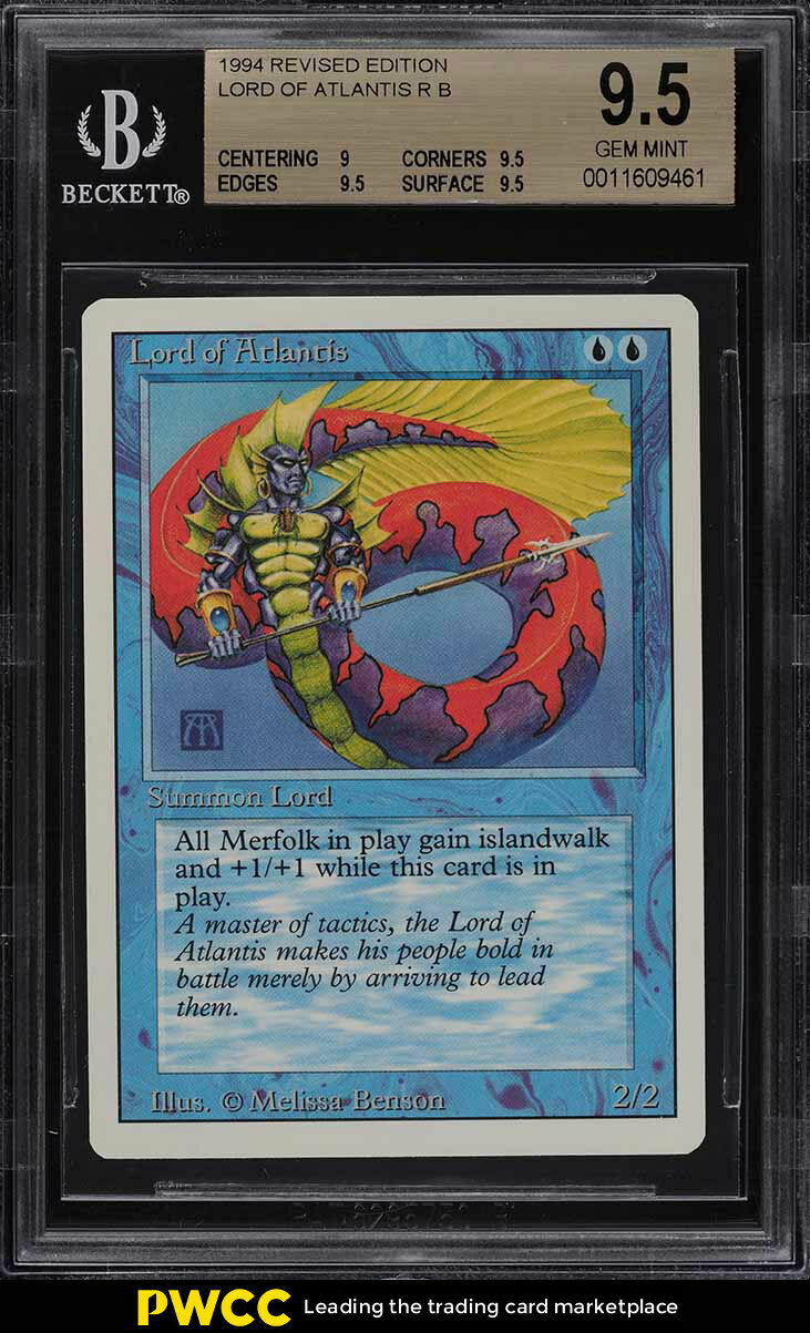 1994 Magic The Gathering MTG Revised Edition Lord Of Atlantis R B BGS 9 ...